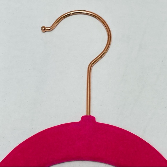Hot Pink Velvet Slim Line No Slip Hangers with Rose Gold Tops (set of 6) - Picture 2 of 4